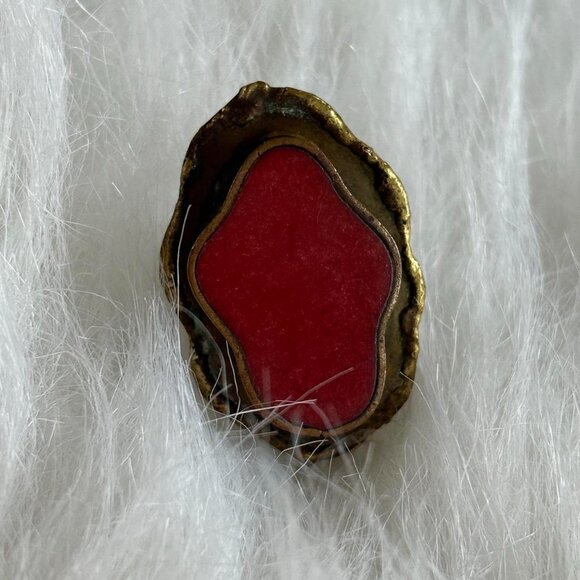 Rustic Red and Bronze Adjustable Ring - Picture 2 of 4